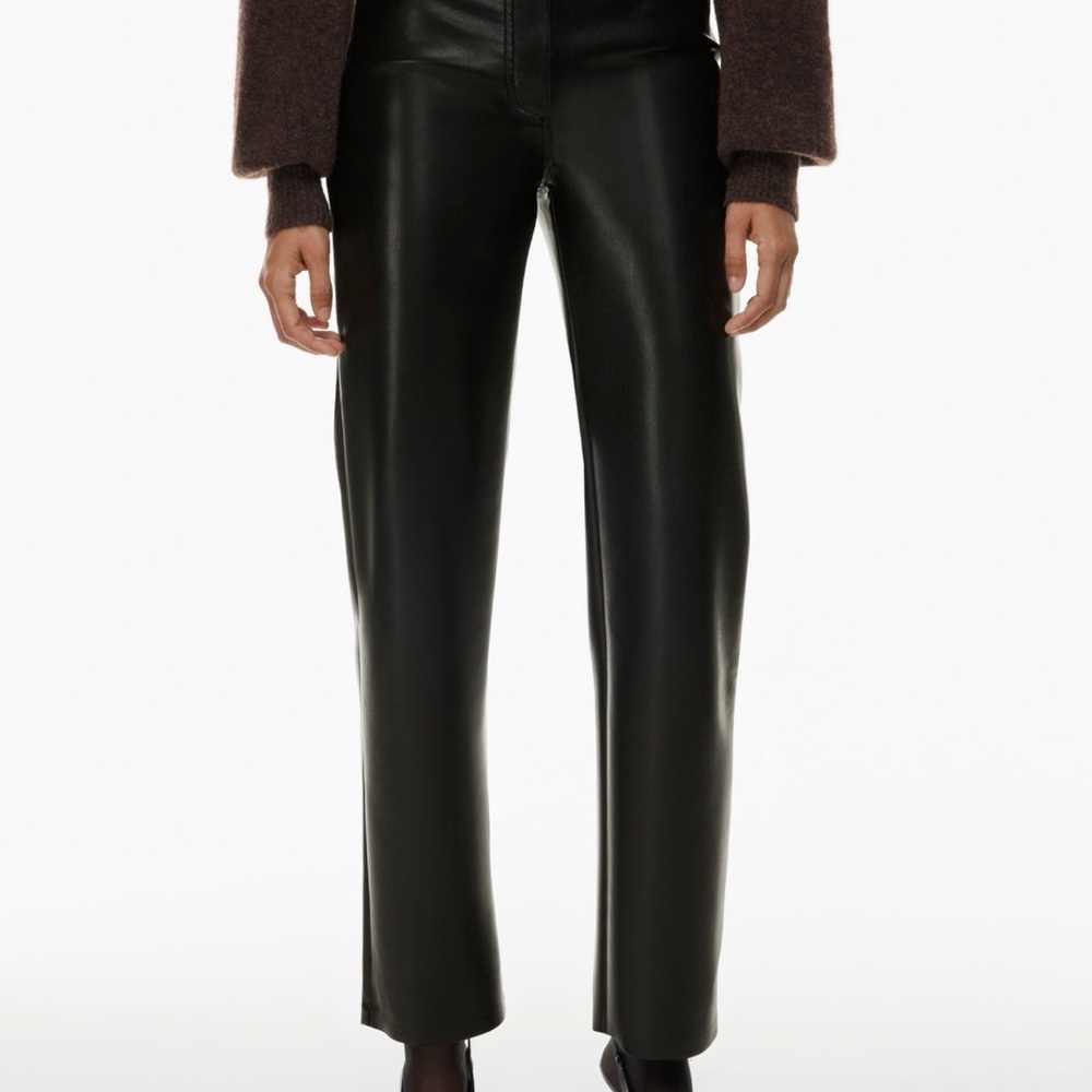 Aritzia Wilfred Melina Vegan Leather Pants Dark Brown
